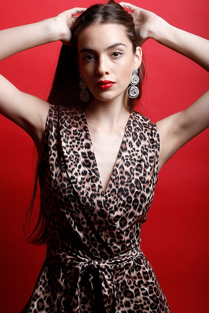 Brown Leopard Printed Jumpsuit by Swatee Singh at Pernia's Pop Up Shop