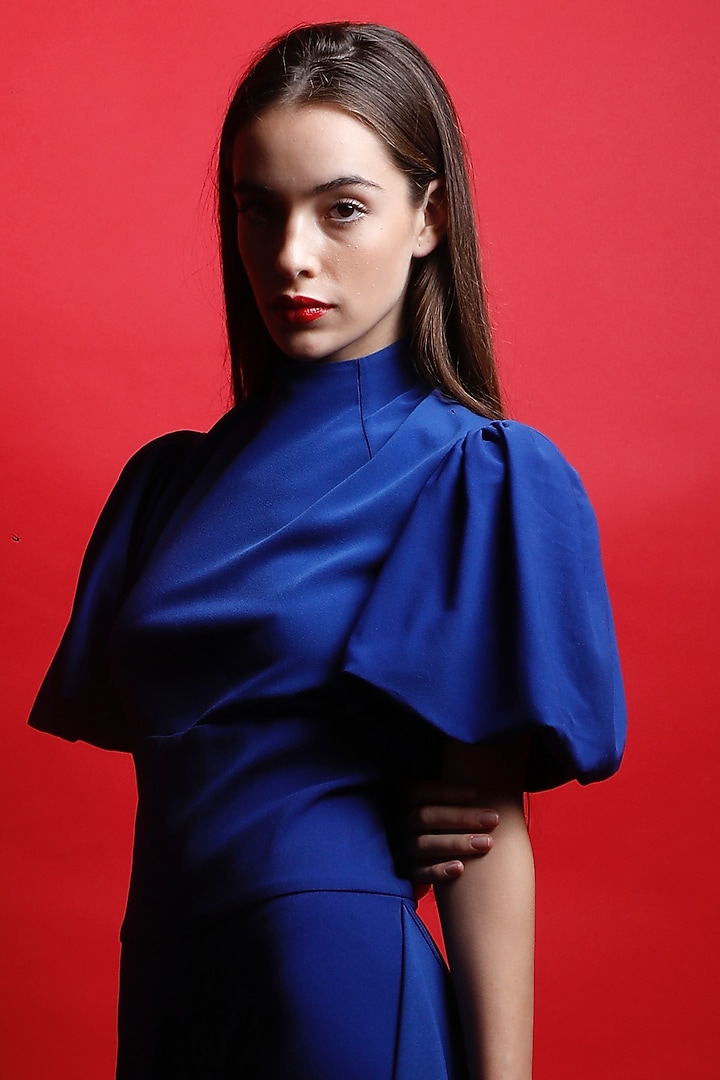 Royal Blue Crepe Jumpsuit by Swatee Singh at Pernia's Pop Up Shop