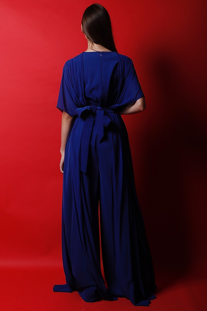 Royal Blue Georgette Jumpsuit by Swatee Singh at Pernia's Pop Up Shop