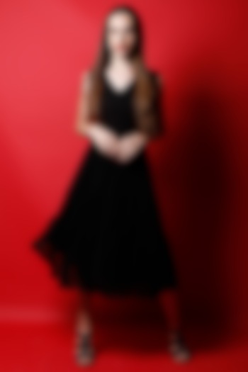 Black Flared Vacation Dress by Swatee Singh at Pernia's Pop Up Shop