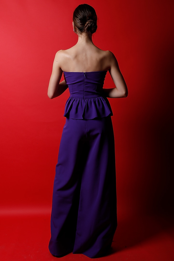 Aubergine Purple Paneled Jumpsuit by Swatee Singh at Pernia's Pop Up Shop