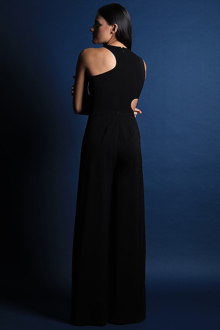 Black Heave Crepe Jumpsuit by Swatee Singh at Pernia's Pop Up Shop