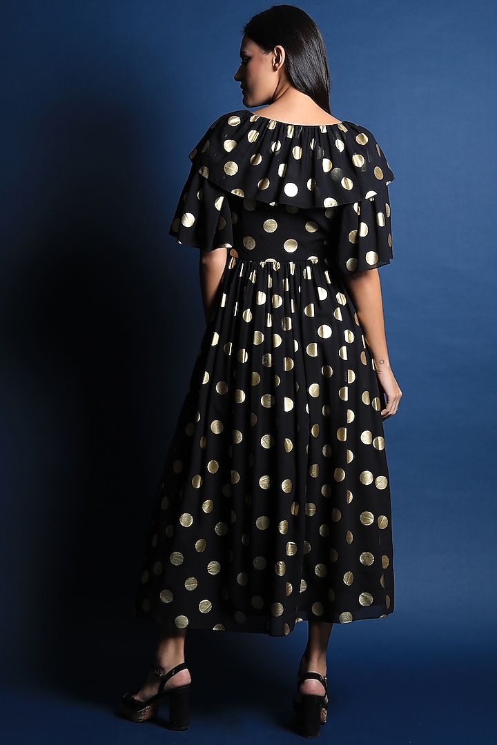 Black Georgette Printed Midi Vacation Dress by Swatee Singh at Pernia's Pop Up Shop