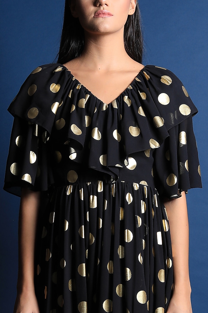 Black Georgette Printed Midi Vacation Dress by Swatee Singh at Pernia's Pop Up Shop
