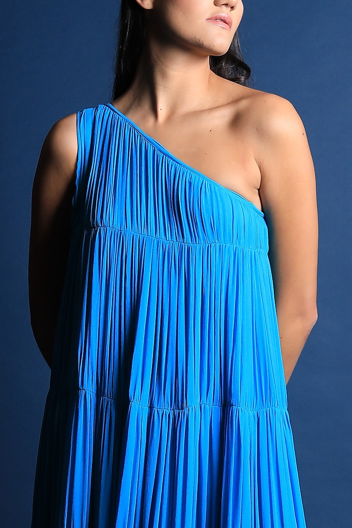 Turquoise Georgette Maxi Vacation Dress by Swatee Singh at Pernia's Pop Up Shop