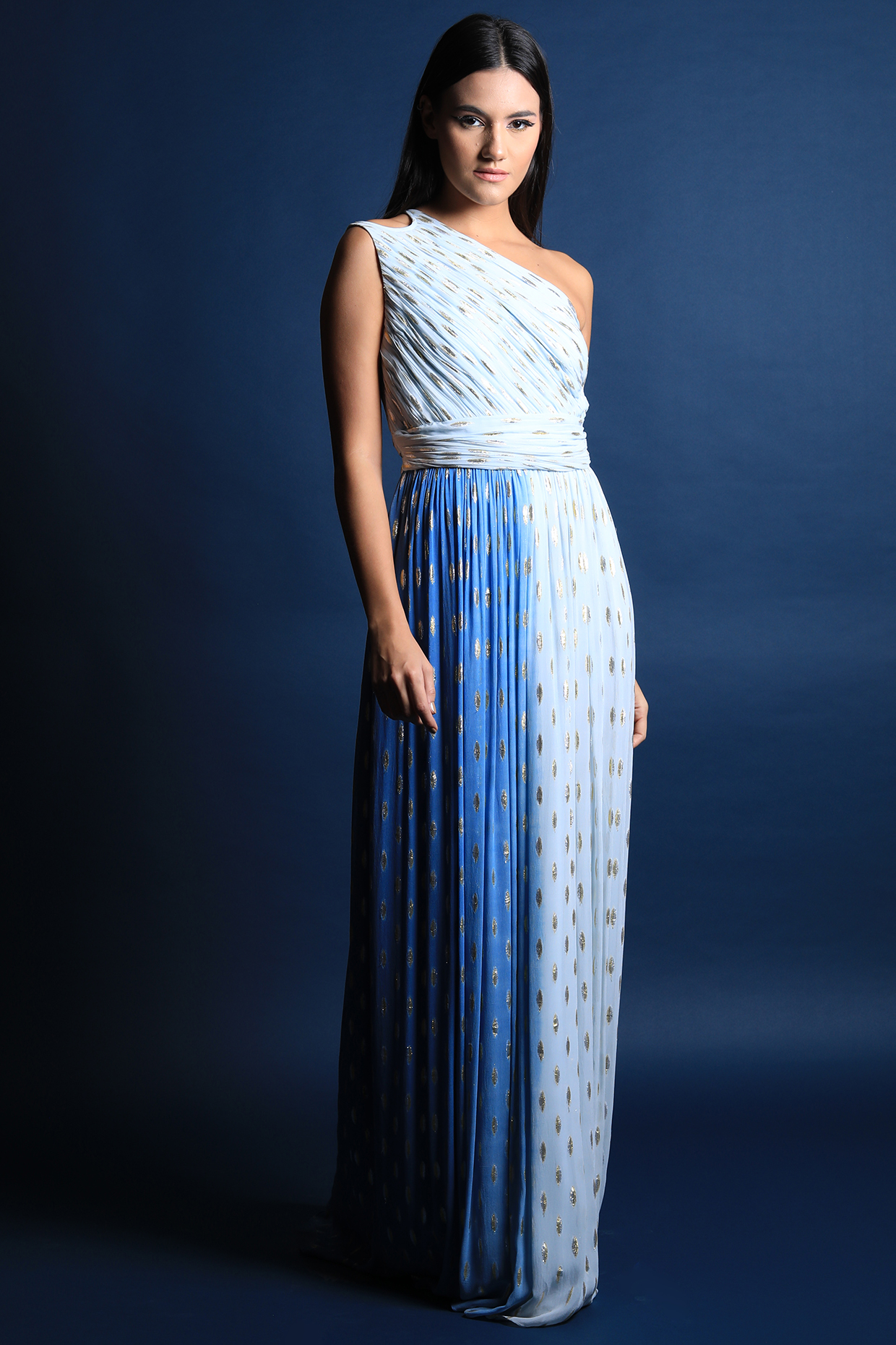 Blue Ombre Georgette Gown by Swatee Singh at Pernia's Pop Up Shop