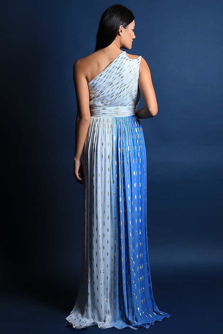 Blue Ombre Georgette Gown by Swatee Singh at Pernia's Pop Up Shop