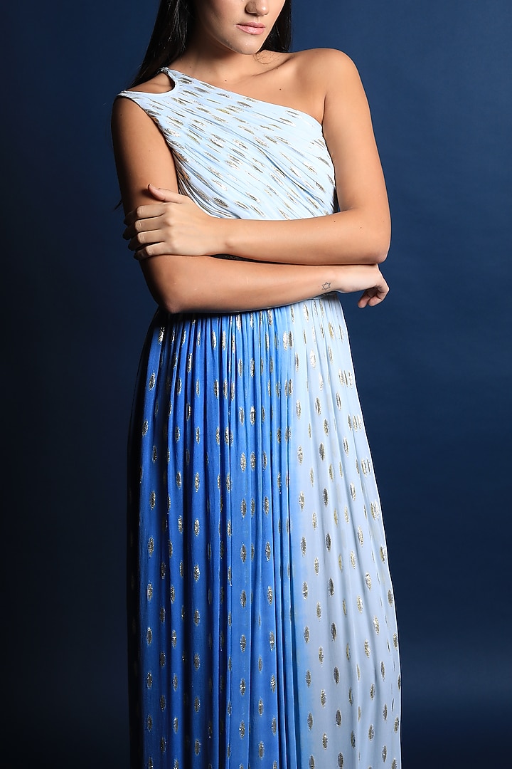 Blue Ombre Georgette Gown by Swatee Singh at Pernia's Pop Up Shop