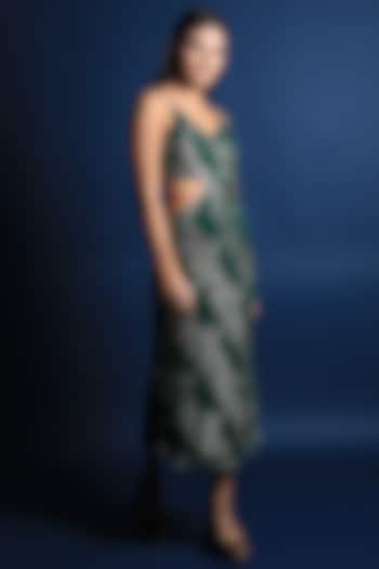 Green Gold Georgette Vacation Dress by Swatee Singh at Pernia's Pop Up Shop