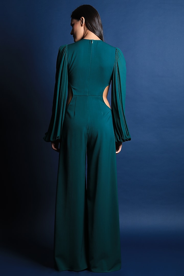 Emerald Green Crepe Jumpsuit by Swatee Singh at Pernia's Pop Up Shop