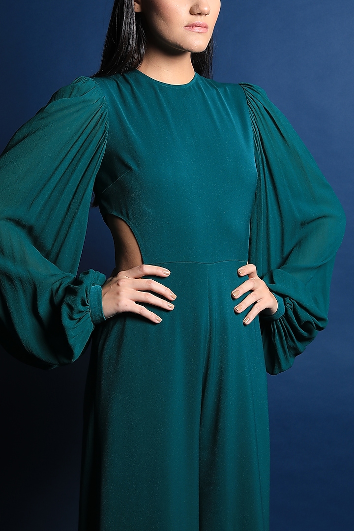 Emerald Green Crepe Jumpsuit by Swatee Singh at Pernia's Pop Up Shop