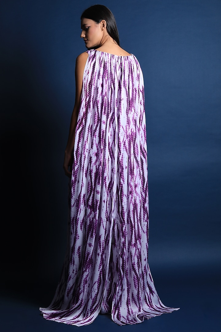 Purple Crepe Printed Gown by Swatee Singh at Pernia's Pop Up Shop