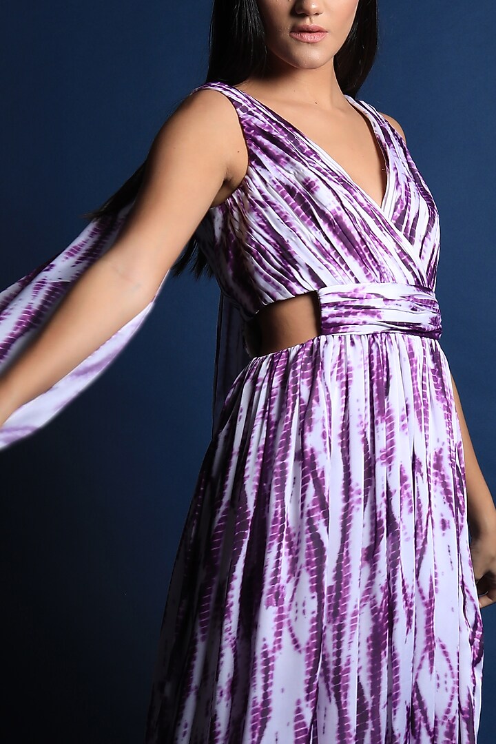 Purple Crepe Printed Gown by Swatee Singh at Pernia's Pop Up Shop