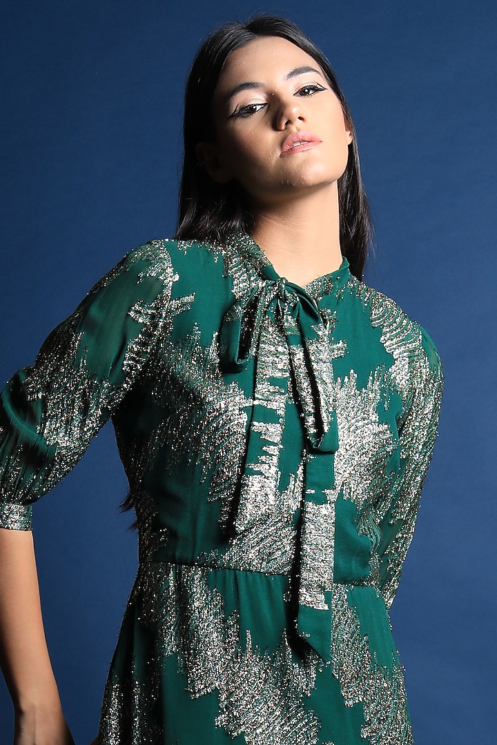 Amazon Green Georgette Vacation Dress by Swatee Singh at Pernia's Pop Up Shop