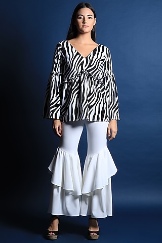 Black & White Zebra Printed Top by Swatee Singh