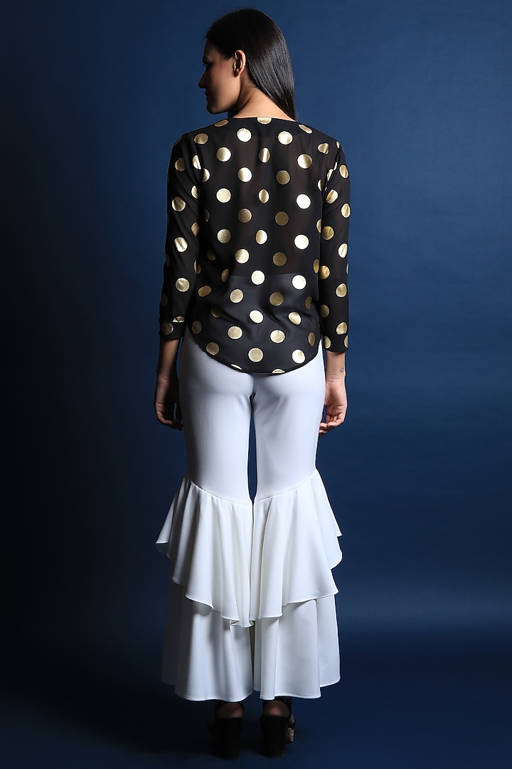Black Heavy Georgette Printed Top by Swatee Singh at Pernia's Pop Up Shop