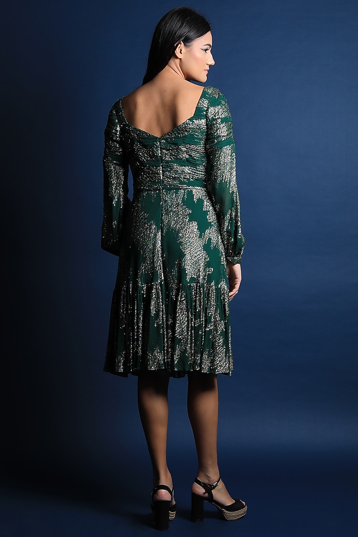 Amazon Green Georgette Vacation Dress by Swatee Singh at Pernia's Pop Up Shop
