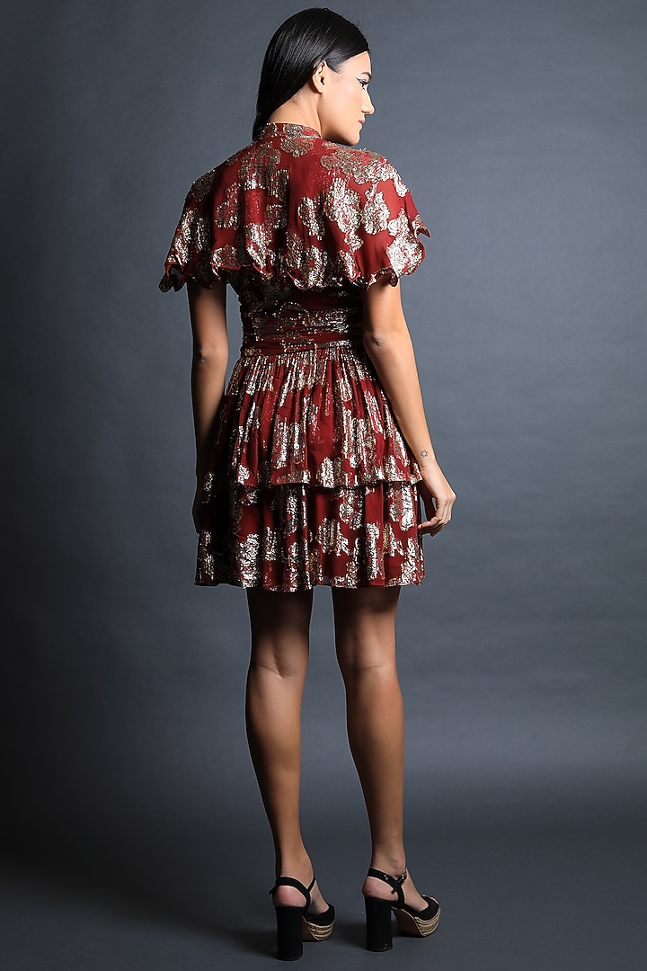 Plum Wine Georgette Vacation Dress by Swatee Singh at Pernia's Pop Up Shop