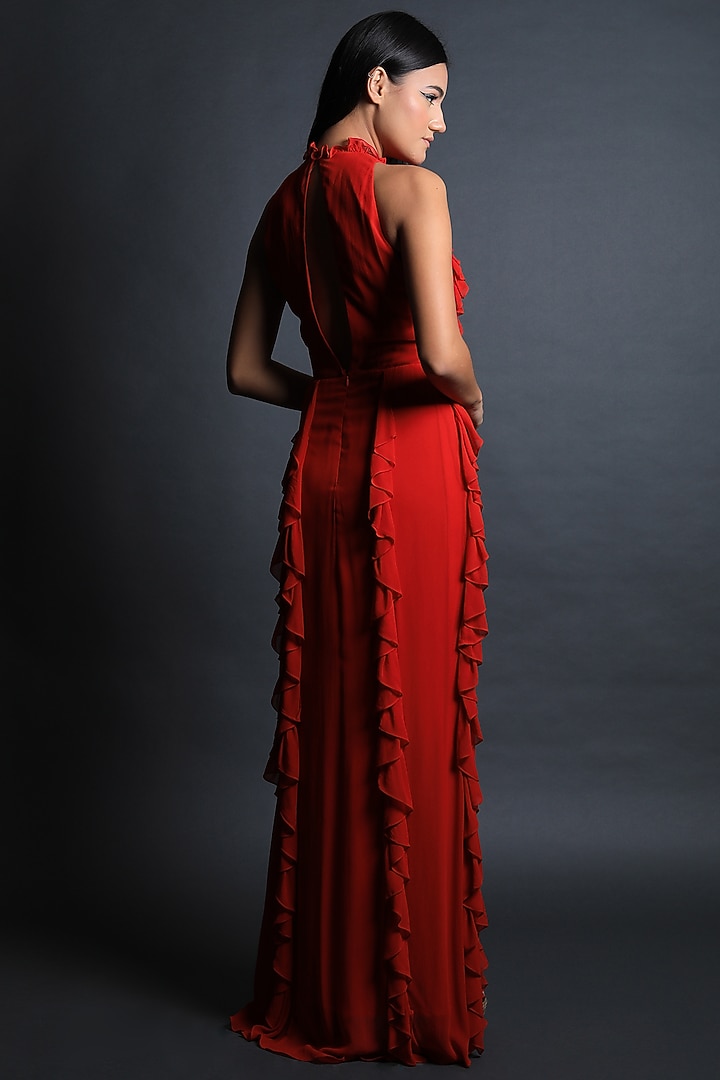 Red Georgette Gown by Swatee Singh at Pernia's Pop Up Shop