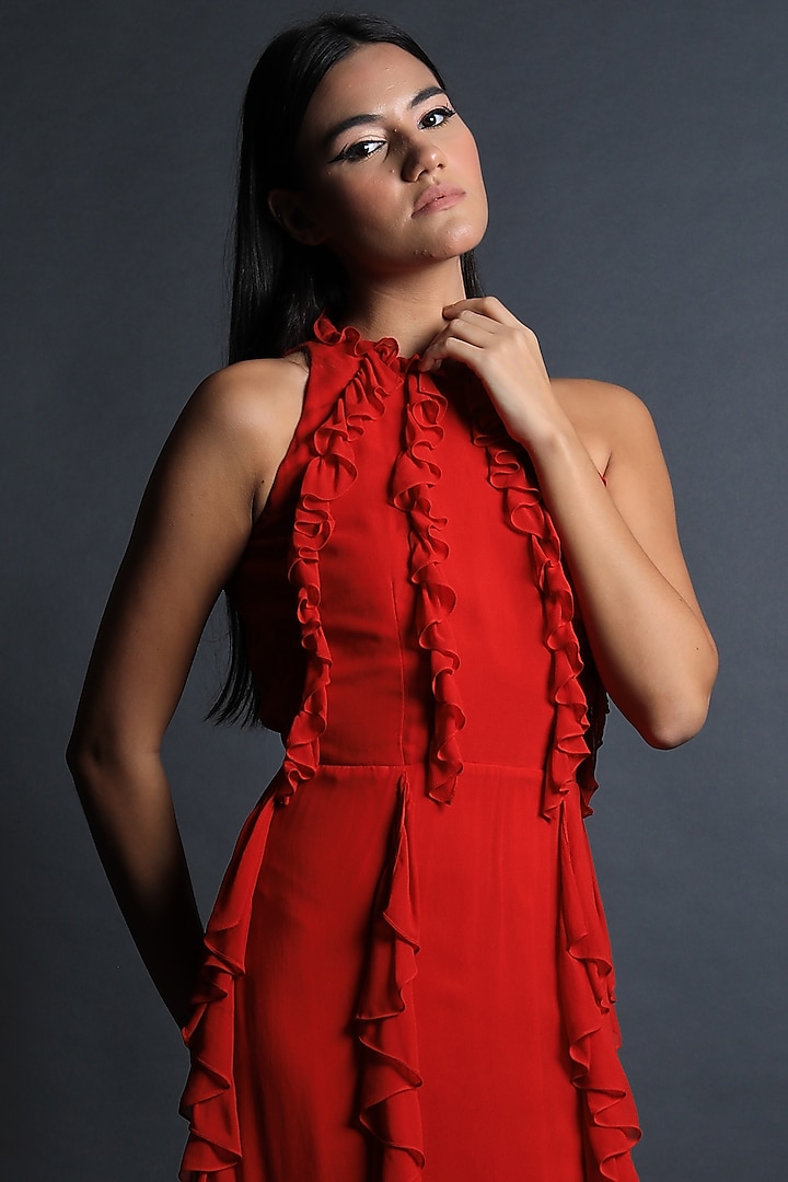 Red Georgette Gown by Swatee Singh at Pernia's Pop Up Shop