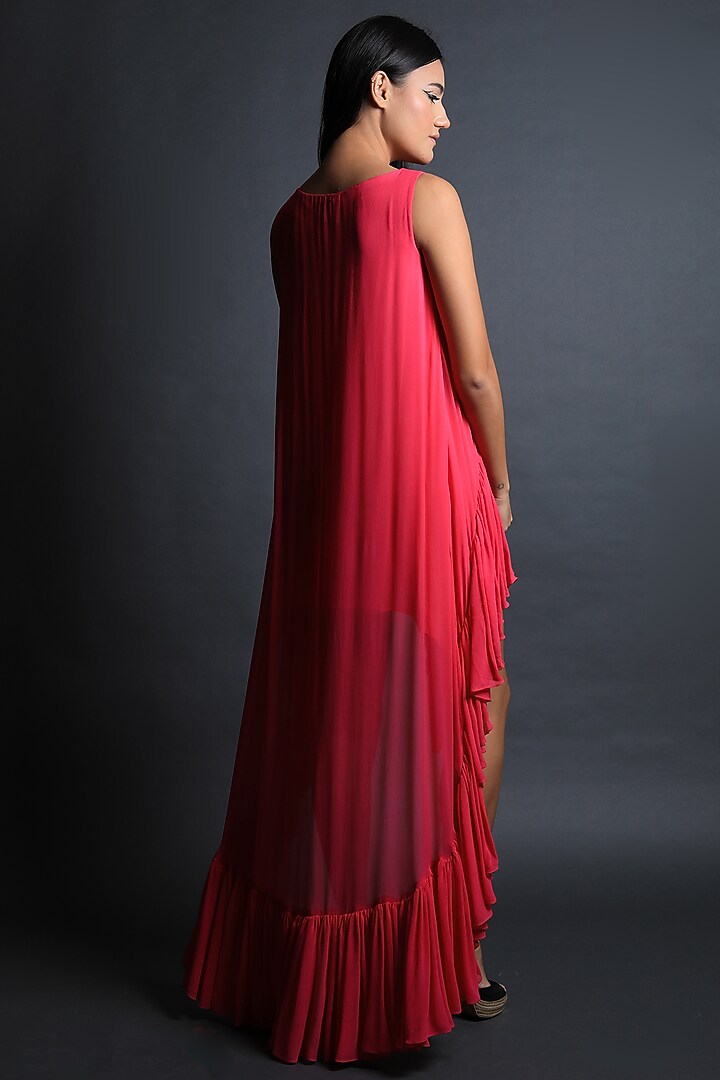 Flora Pink Georgette Vacation Dress by Swatee Singh at Pernia's Pop Up Shop