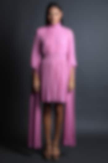 Rose Pink Georgette Dress by Swatee Singh