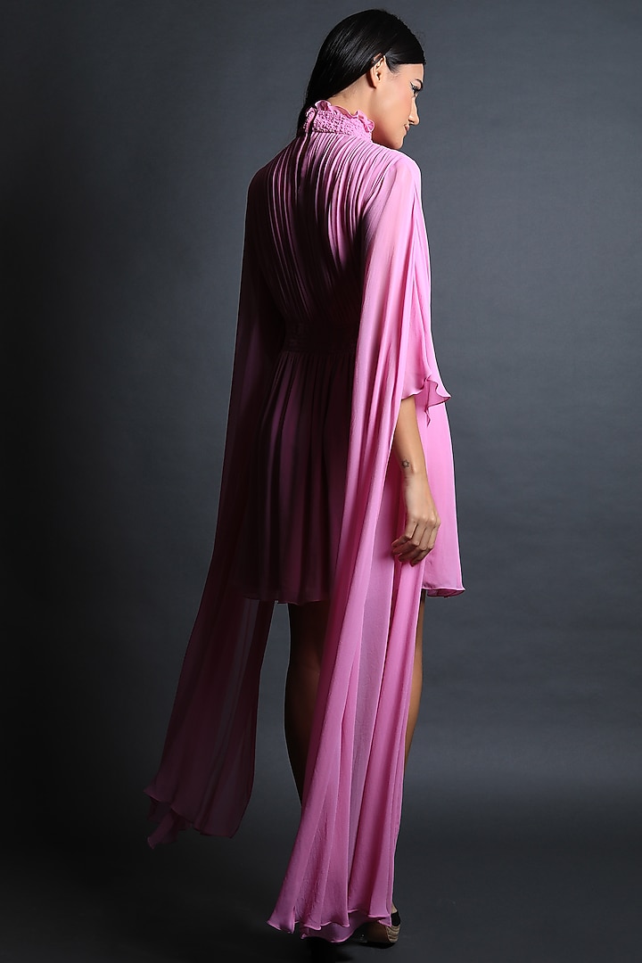 Rose Pink Georgette Vacation Dress by Swatee Singh at Pernia's Pop Up Shop
