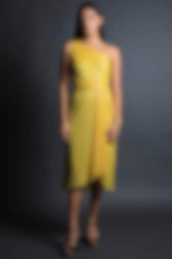 Canary Yellow Georgette Dress by Swatee Singh