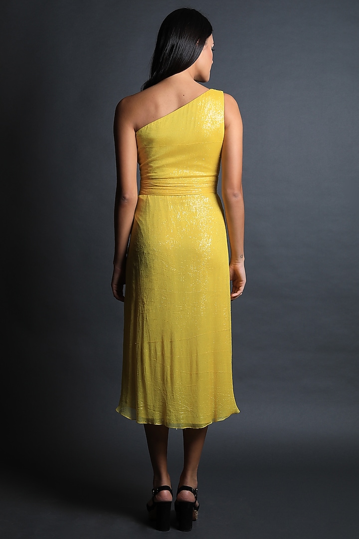Canary Yellow Georgette Vacation Dress by Swatee Singh at Pernia's Pop Up Shop