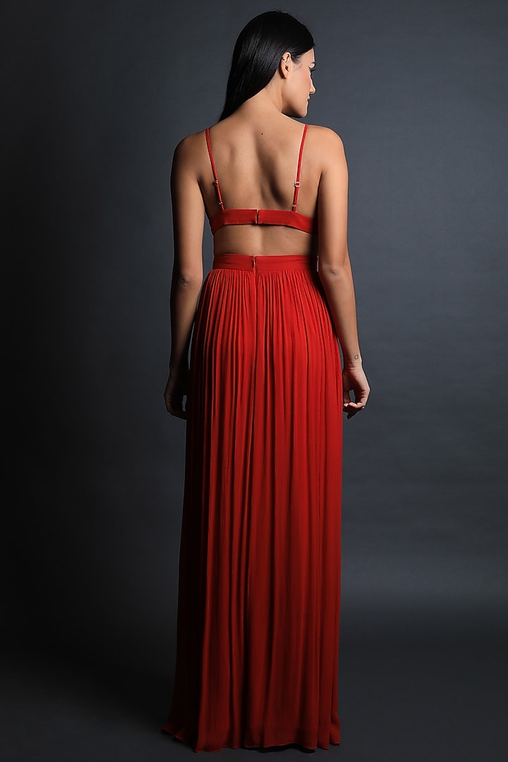 Red Georgette Maxi Vacation Dress by Swatee Singh at Pernia's Pop Up Shop