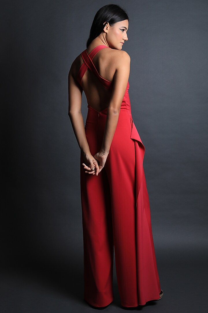 Fuchsia Heavy Crepe Jumpsuit by Swatee Singh at Pernia's Pop Up Shop