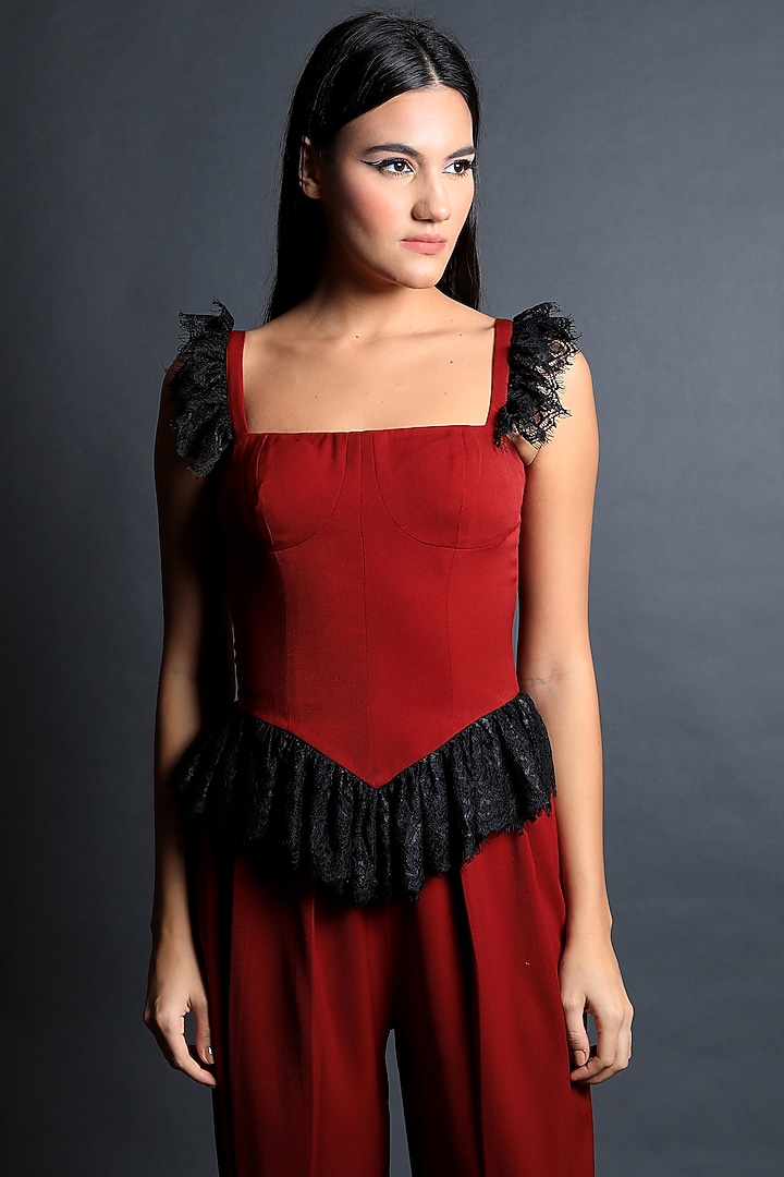Plum Wine Heavy Crepe Co-Ord Set by Swatee Singh at Pernia's Pop Up Shop