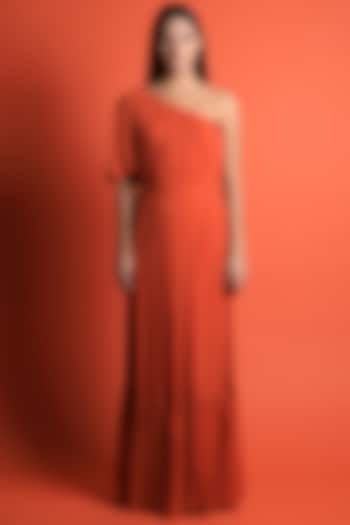 Rust Orange Georgette Gown by Swatee Singh