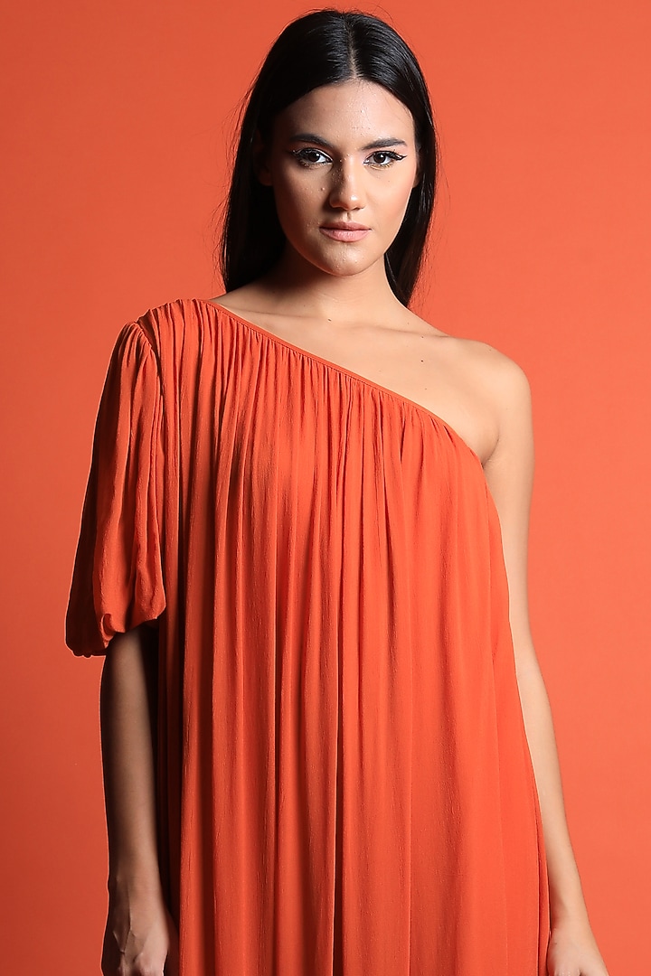 Rust Orange Georgette Gown by Swatee Singh at Pernia's Pop Up Shop