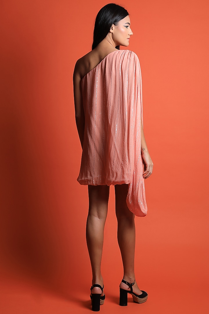 Peach Georgette Vacation Dress by Swatee Singh at Pernia's Pop Up Shop