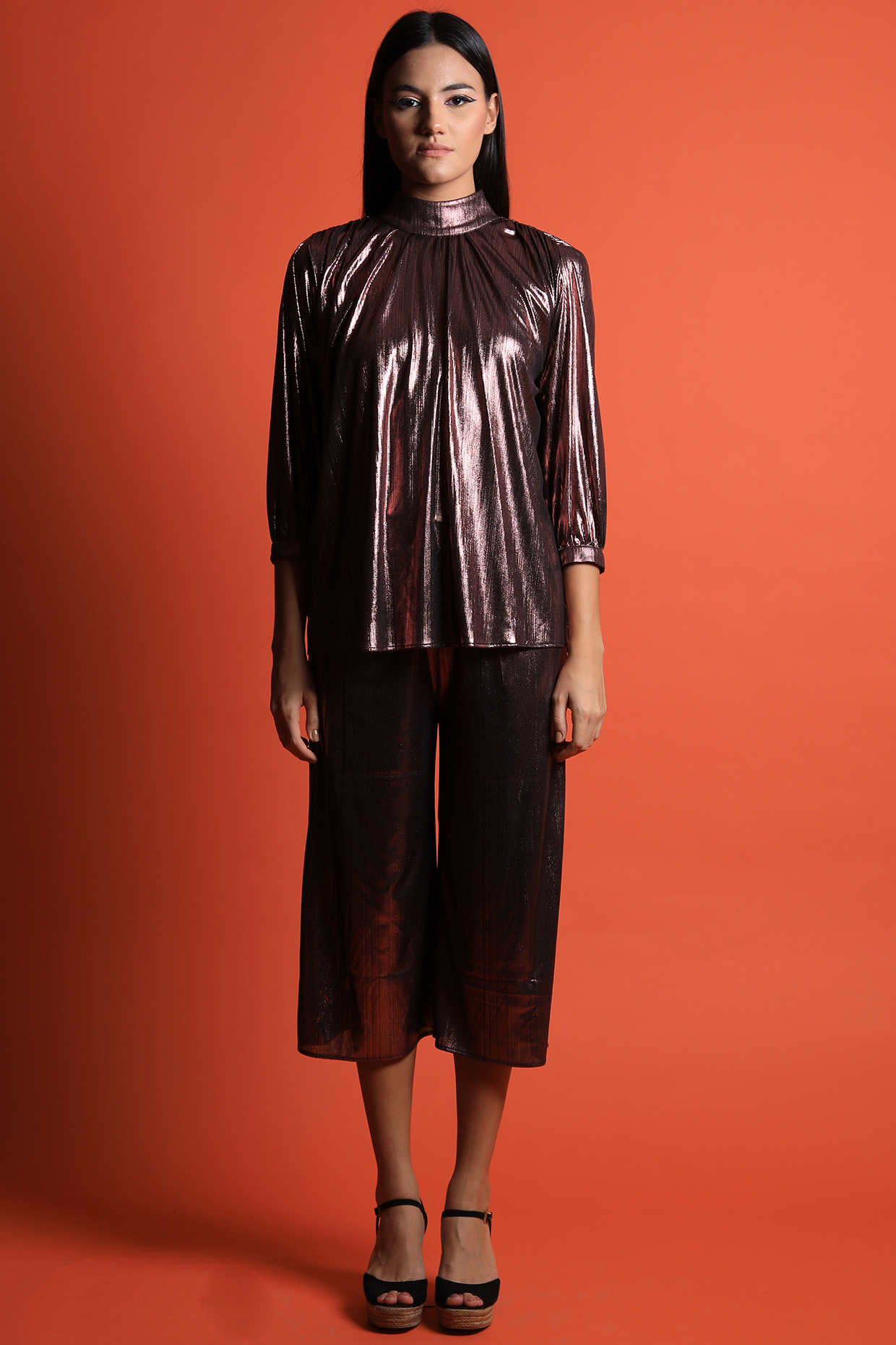 Copper Foil Co-Ord Set by Swatee Singh at Pernia's Pop Up Shop