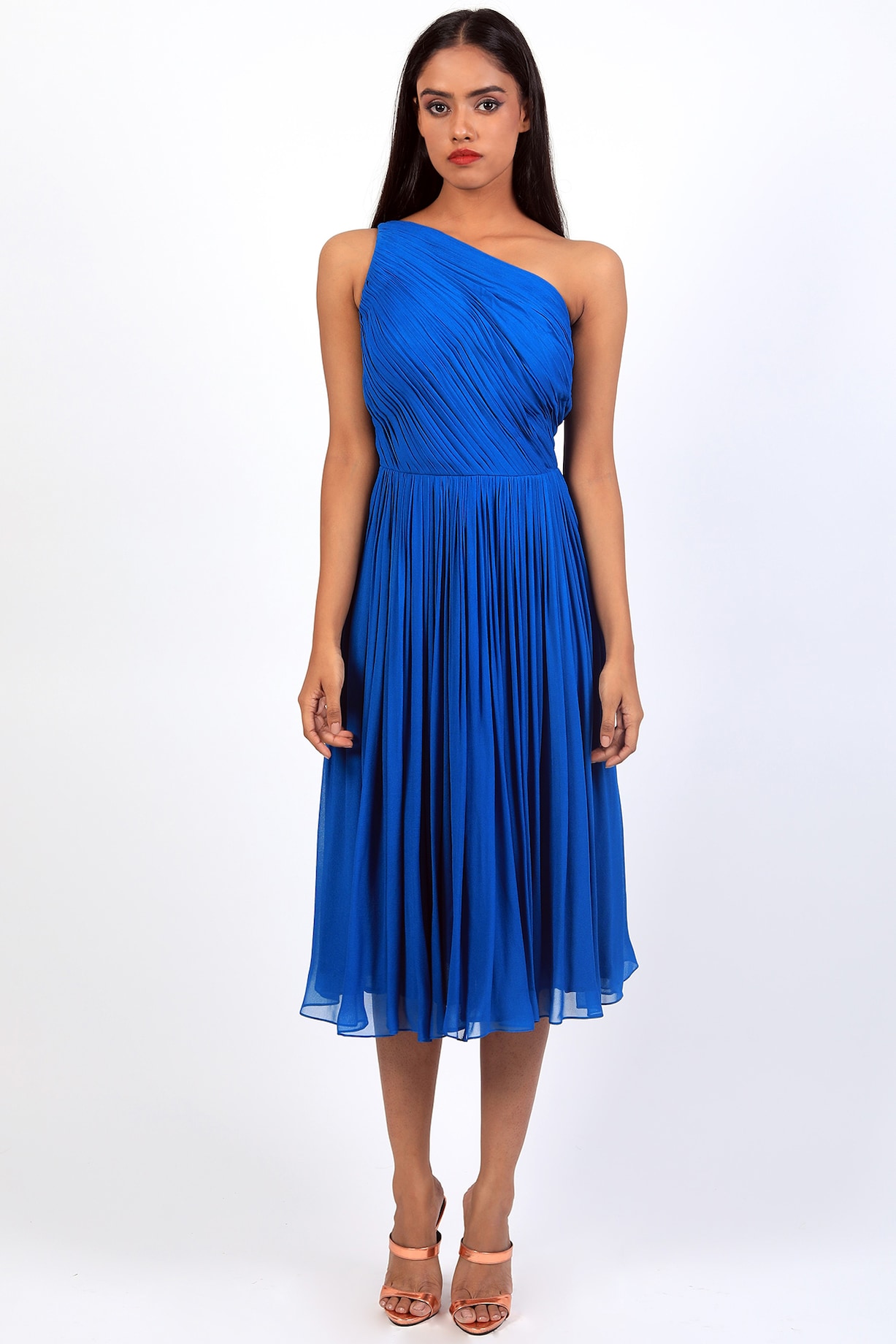 cornflower blue wrap dress One Shoulder Bow Satin Mini Dress