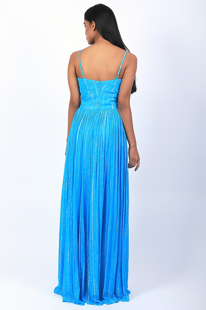 Turquoise Georgette Party Wear Gown by Swatee Singh at Pernia's Pop Up Shop