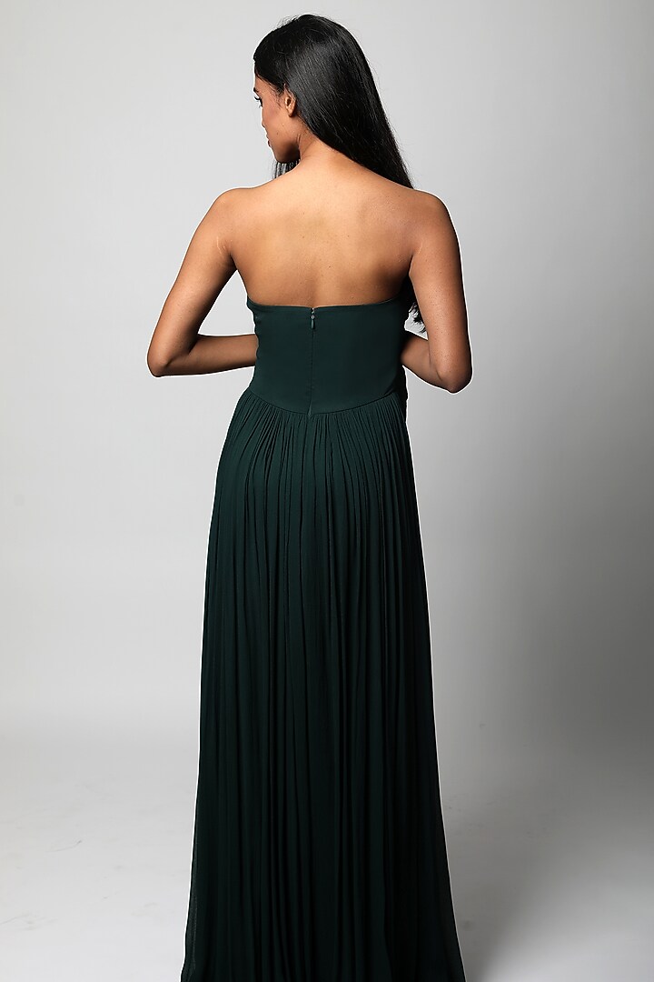 Black Georgette Draped Corset Party Wear Gown by Swatee Singh at Pernia's Pop Up Shop