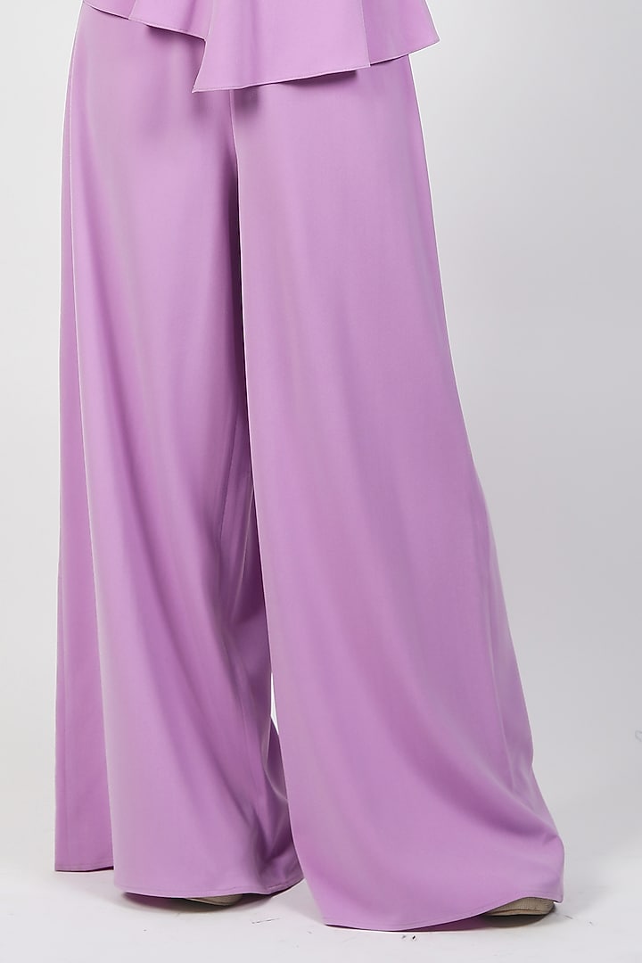 Lavender Heavy Crepe Peplum Jumpsuit by Swatee Singh at Pernia's Pop Up Shop