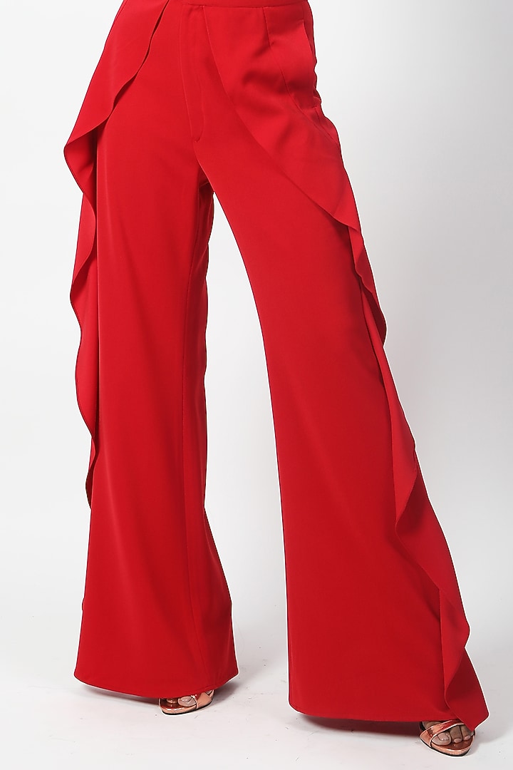 Red Heavy Crepe Co-Ord Set by Swatee Singh at Pernia's Pop Up Shop