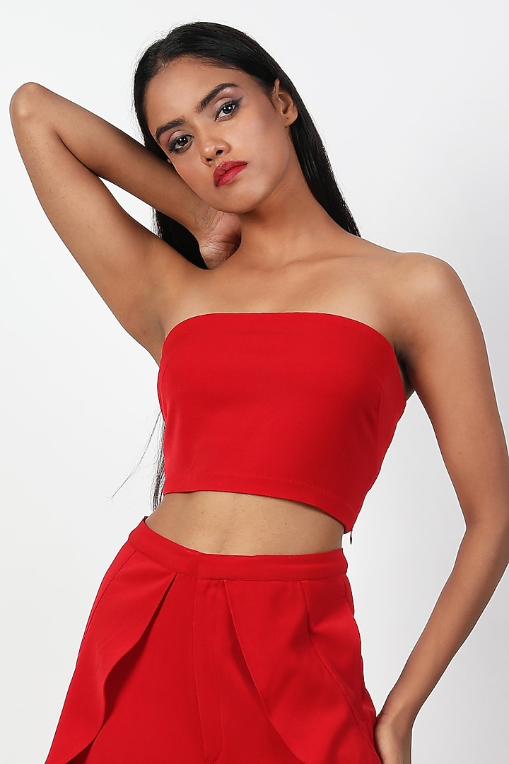 Red Heavy Crepe Co-Ord Set by Swatee Singh at Pernia's Pop Up Shop