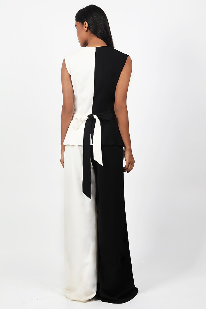 Black & Ivory Heavy Crepe Jumpsuit by Swatee Singh at Pernia's Pop Up Shop