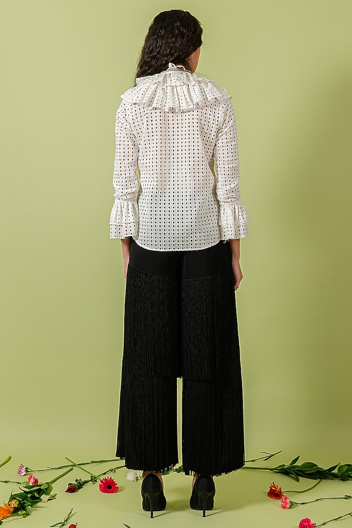 White Cotton Cutwork Top by Swatee Singh at Pernia's Pop Up Shop