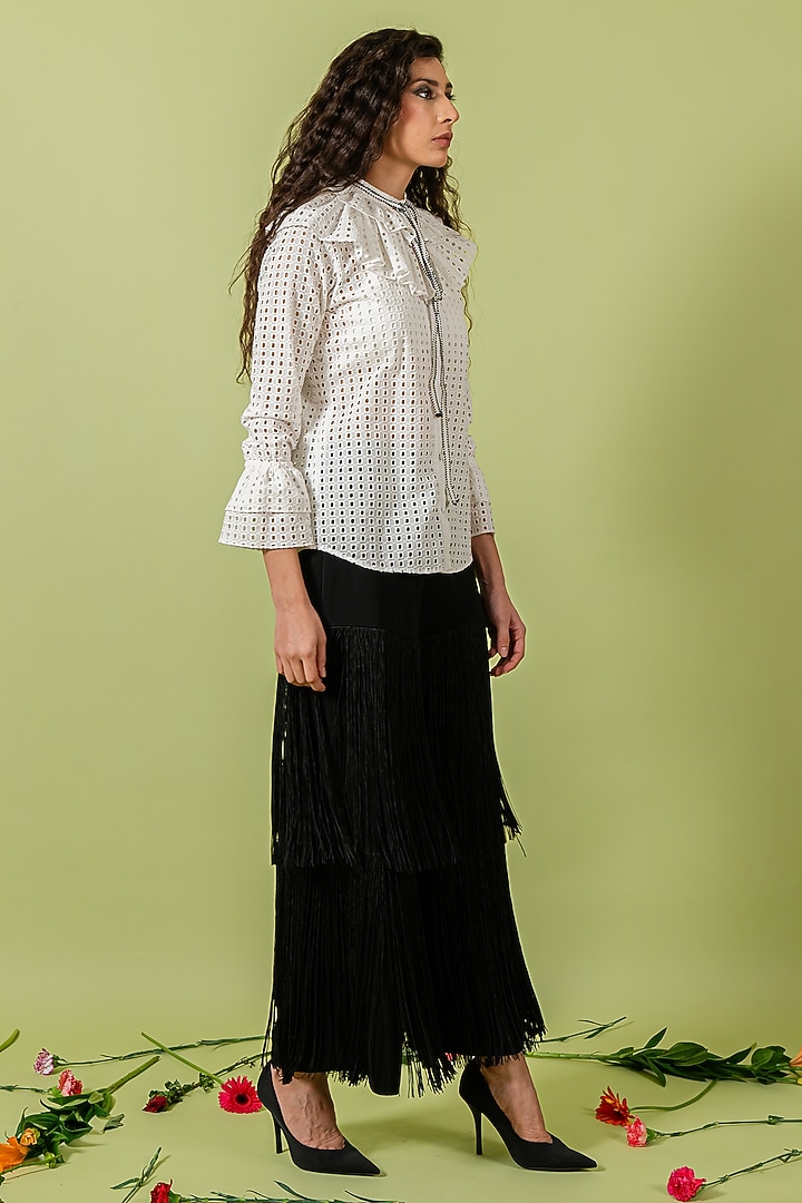 White Cotton Cutwork Top by Swatee Singh at Pernia's Pop Up Shop