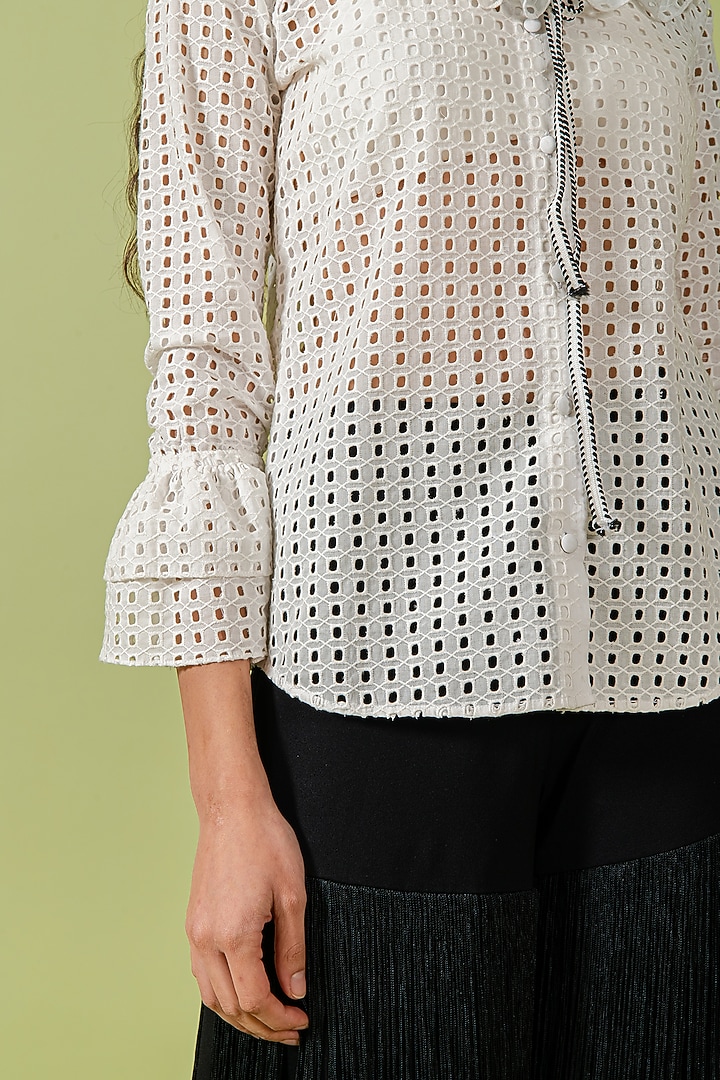 White Cotton Cutwork Top by Swatee Singh at Pernia's Pop Up Shop