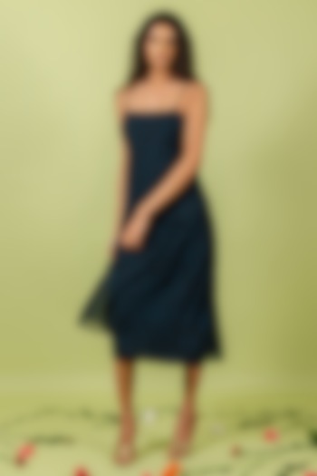 Blue Georgette Leopard Printed Midi Vacation Dress by Swatee Singh at Pernia's Pop Up Shop