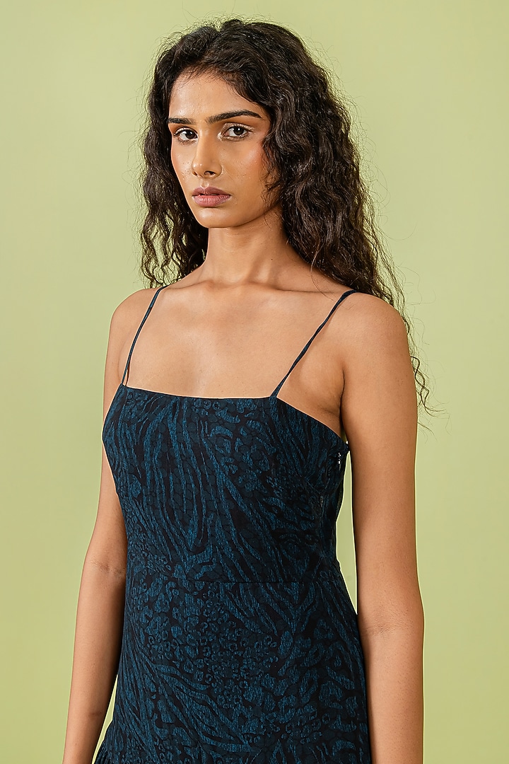 Blue Georgette Leopard Printed Midi Vacation Dress by Swatee Singh at Pernia's Pop Up Shop