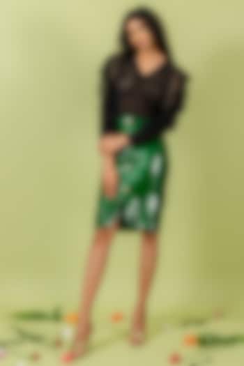 Pigmented Green Sequins Sheath Skirt by Swatee Singh at Pernia's Pop Up Shop