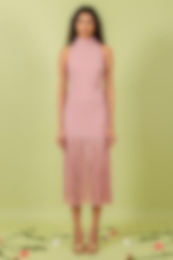 Blush Pink Heavy Crepe Vacation Dress by Swatee Singh at Pernia's Pop Up Shop